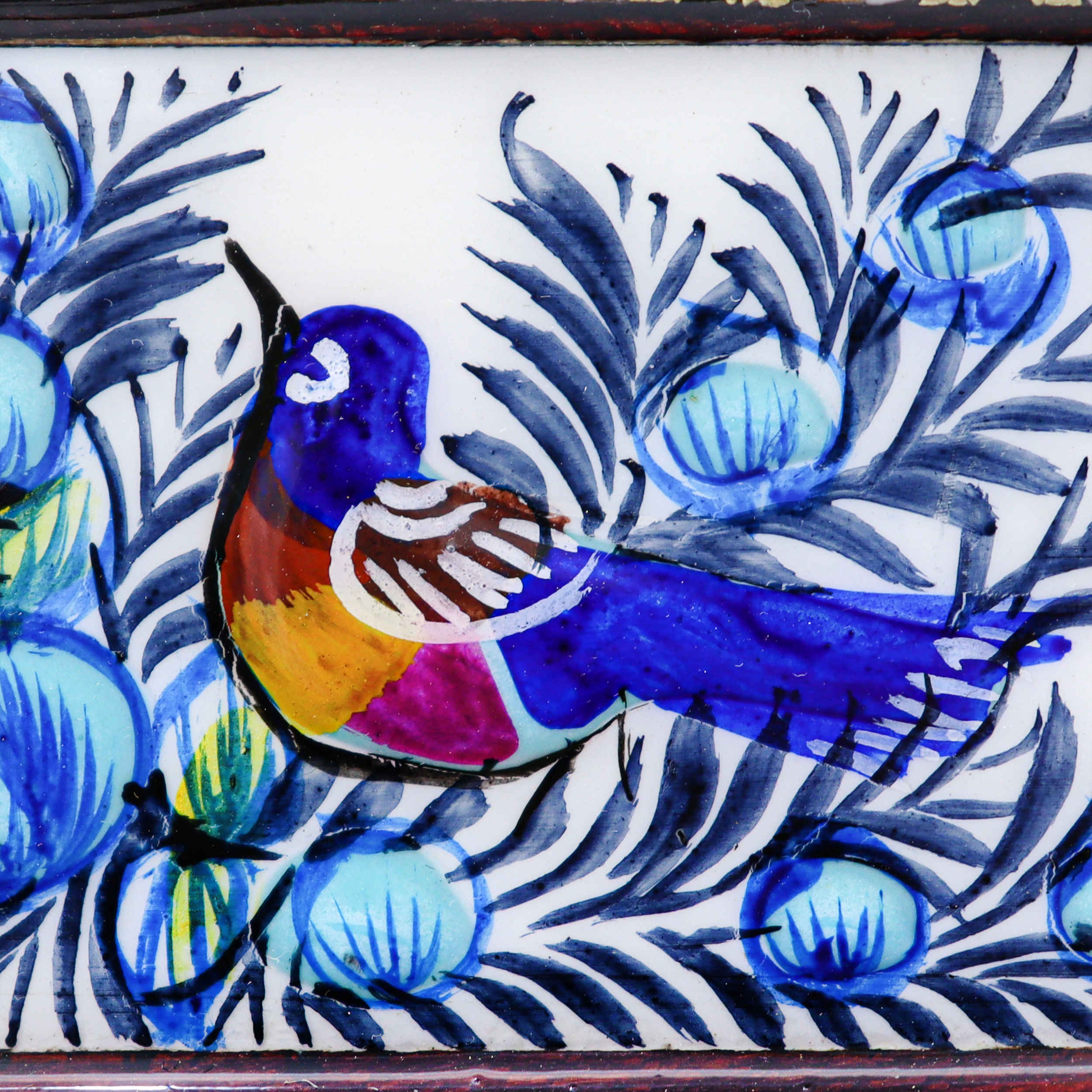 Price and Buy Persian Wooden Mirror Frame – Khatamkari Peacock & Floral Motifs - Image 9