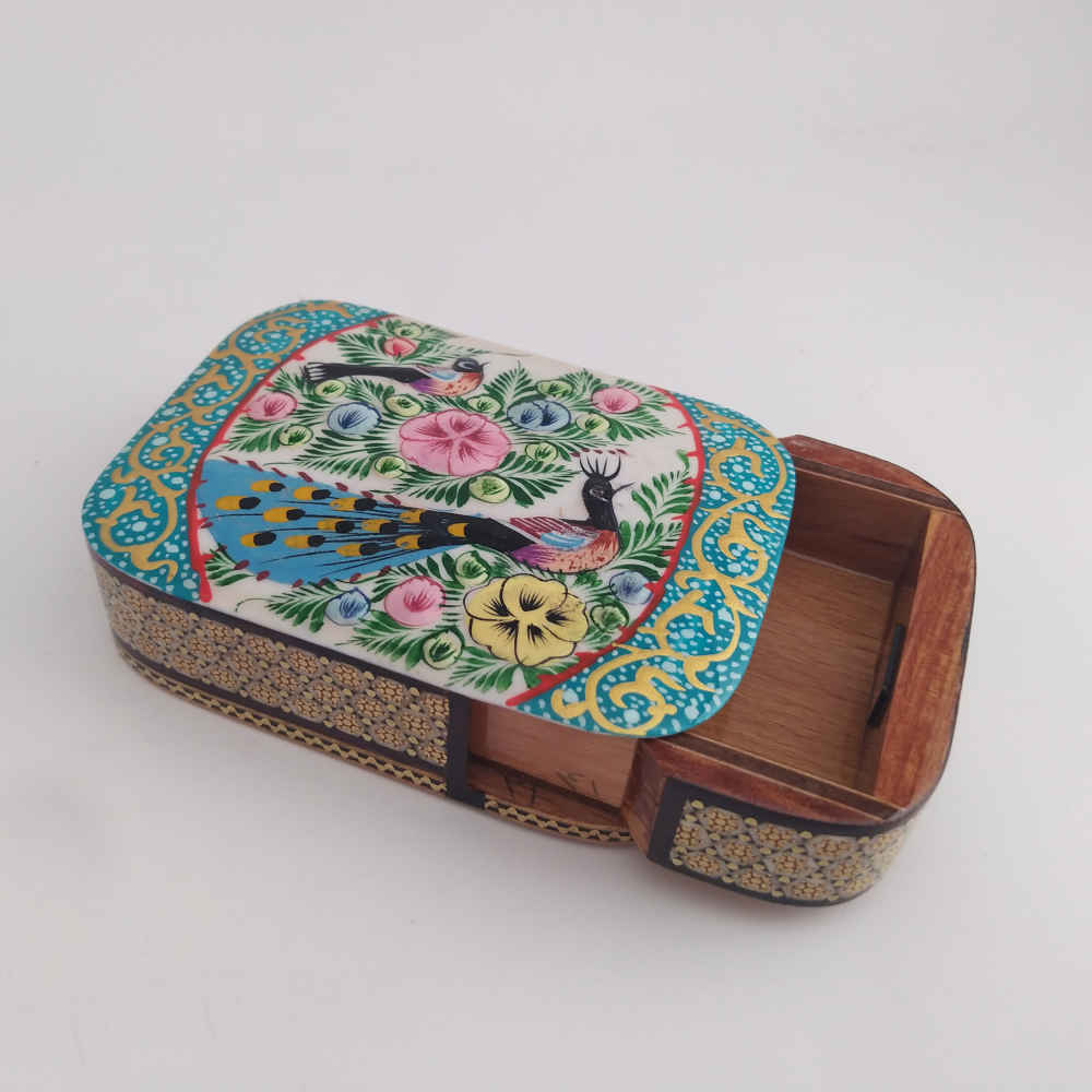 Price and Buy Persian Wooden Playing Card Box – Khatam Enameled Birds & Flowers - Image 3