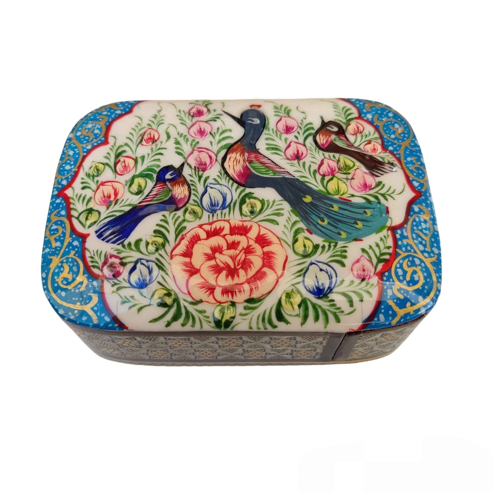 Price and Buy Persian Wooden Playing Card Box – Khatam Enameled Birds & Flowers