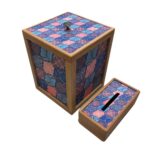 Price and Buy Persian Wooden Waste Basket & Tissue Box Set – Nina