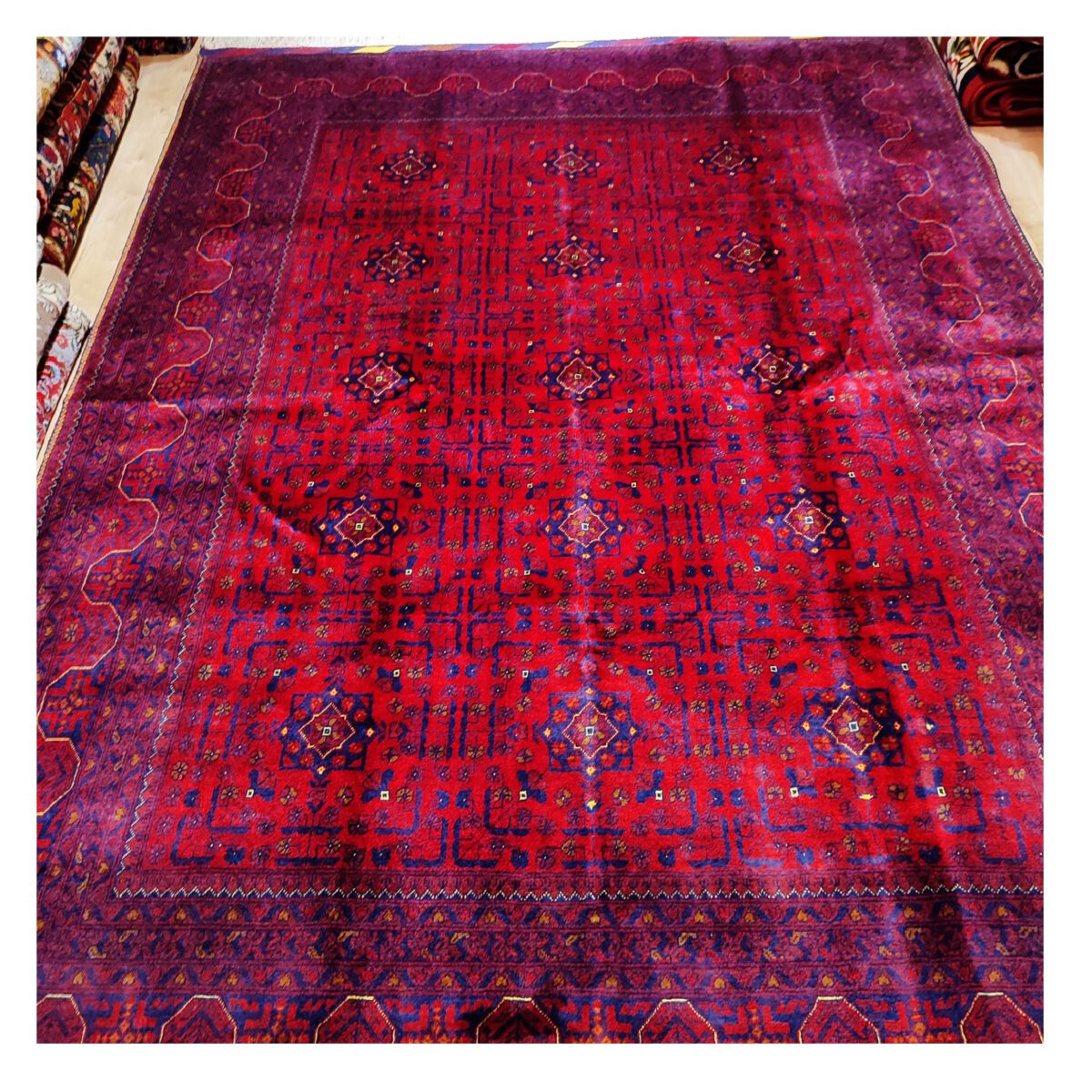 Price and Buy Persian Wool Carpet Hand-Knotted in Balochistan Geometric Red - Image 3
