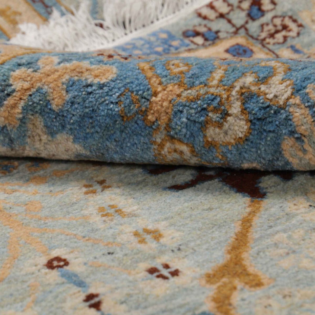 Price and Buy Persian Wool Carpet Hand-Knotted in Isfahan Floral Bordered Light Blue - Image 6