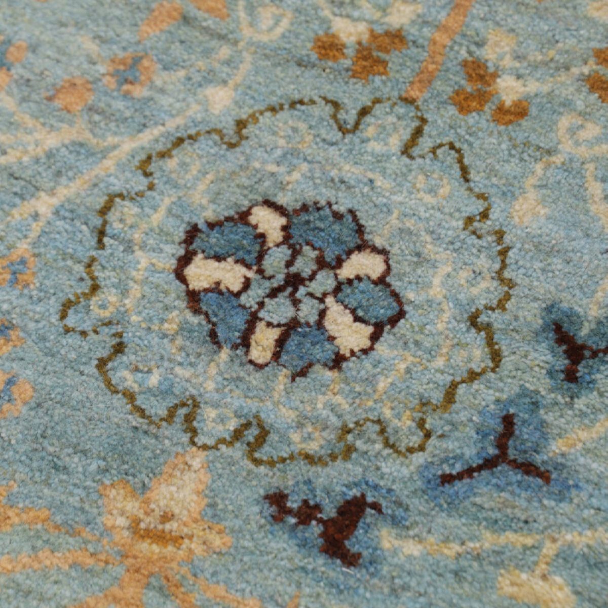 Price and Buy Persian Wool Carpet Hand-Knotted in Isfahan Floral Bordered Light Blue - Image 7