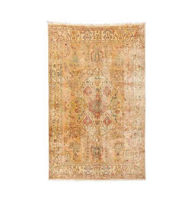Price and Buy Persian Wool Carpet Hand-Knotted with Medallion design Cream – Heriz