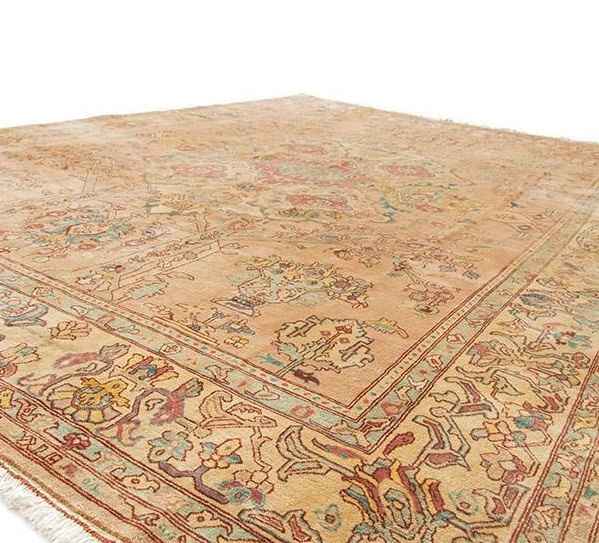 Price and Buy Persian Wool Carpet Hand-Knotted with Medallion design Cream – Heriz - Image 3