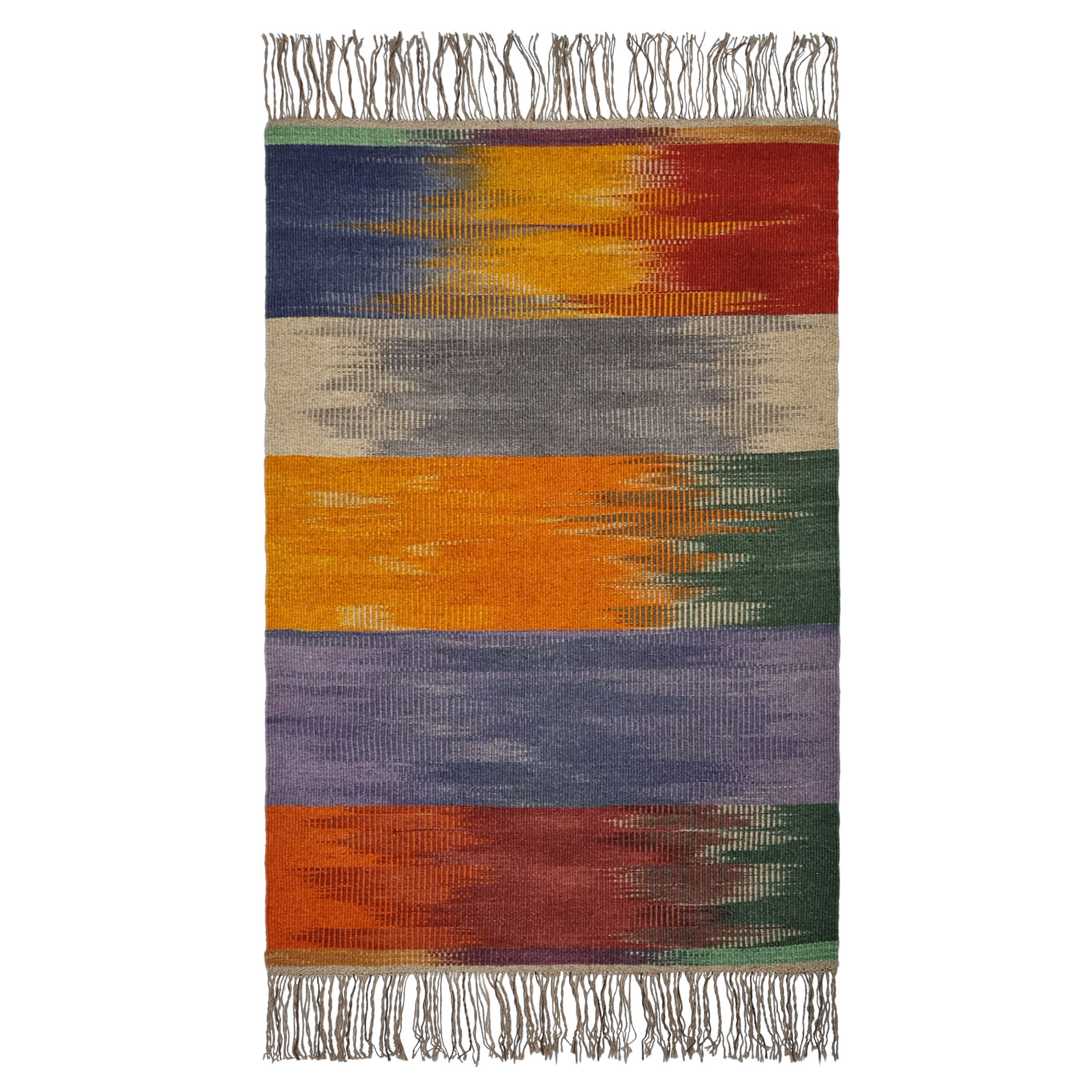 Price and Buy Persian Wool Kilim Rug Handwoven in Lorestan Striped Orange