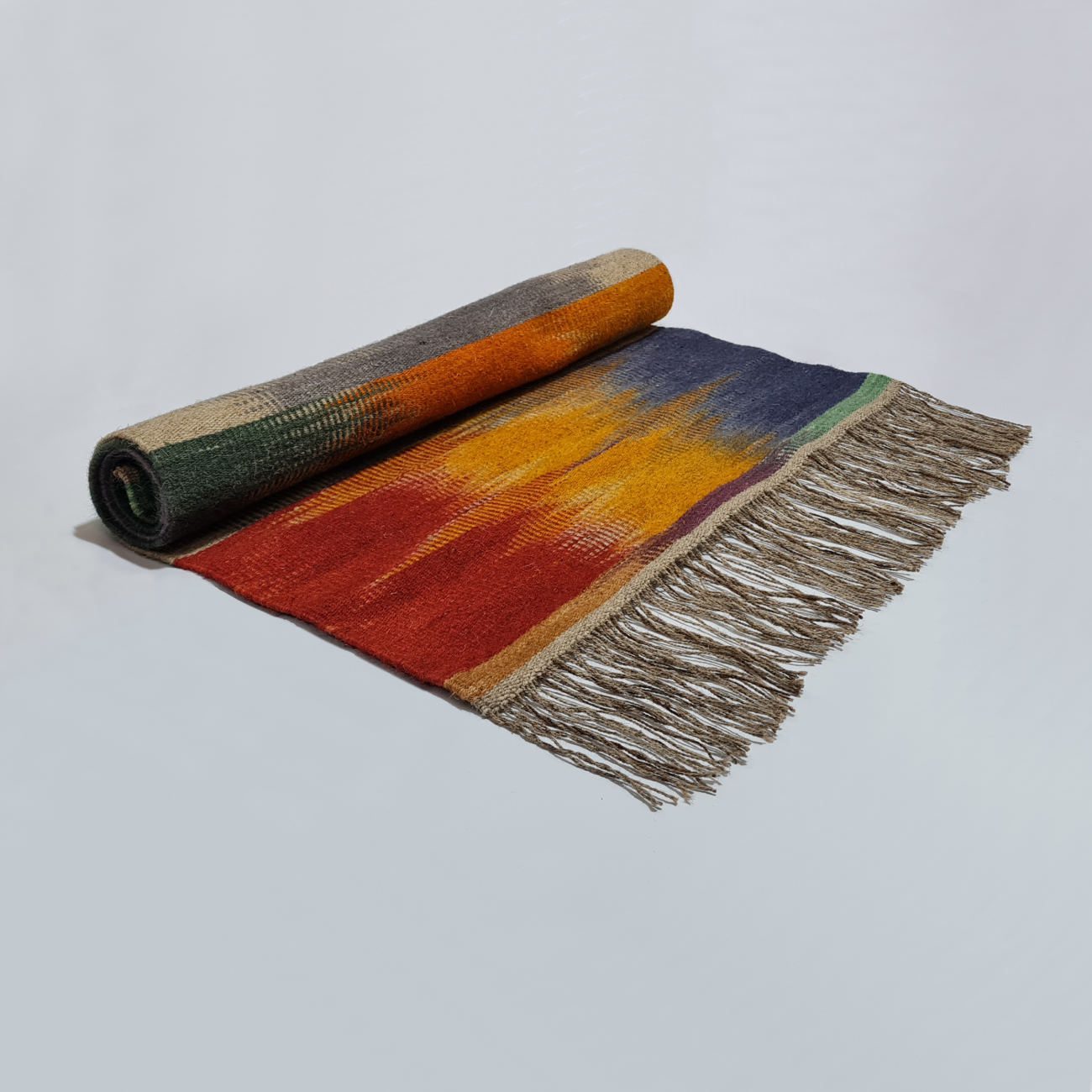 Price and Buy Persian Wool Kilim Rug Handwoven in Lorestan Striped Orange - Image 4