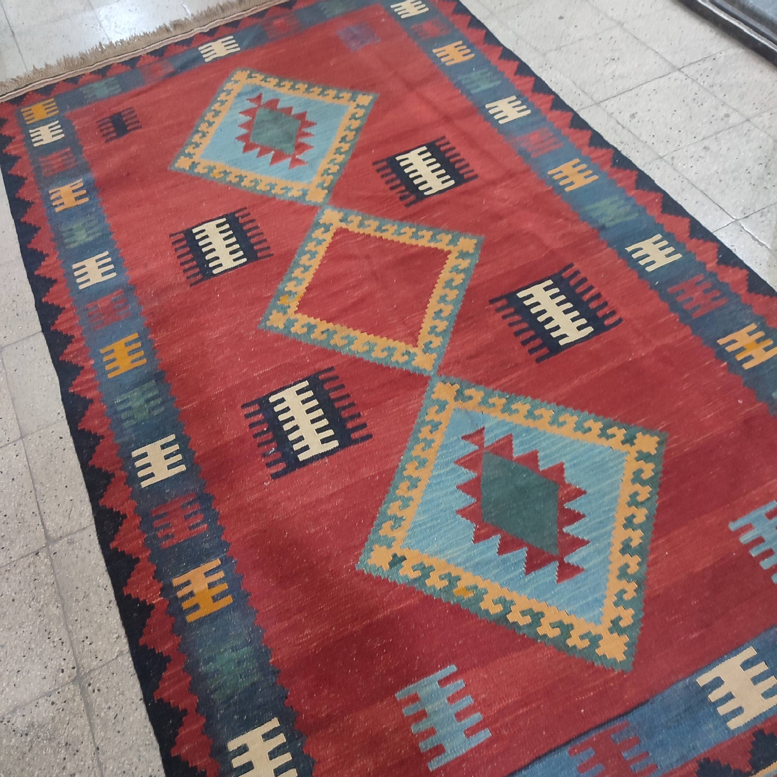 Price and Buy Persian Wool Kilim Rug Handwoven in Shiraz Soumak Red - Image 4