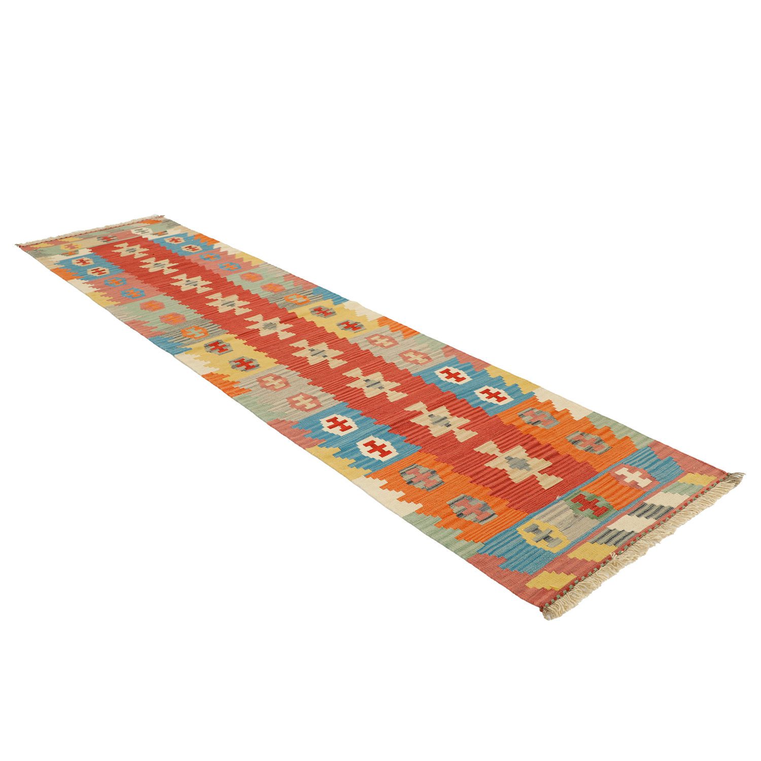 Price and Buy Persian Wool Kilim Runner Rug Handwoven in Fars Qashqai Red - Image 3