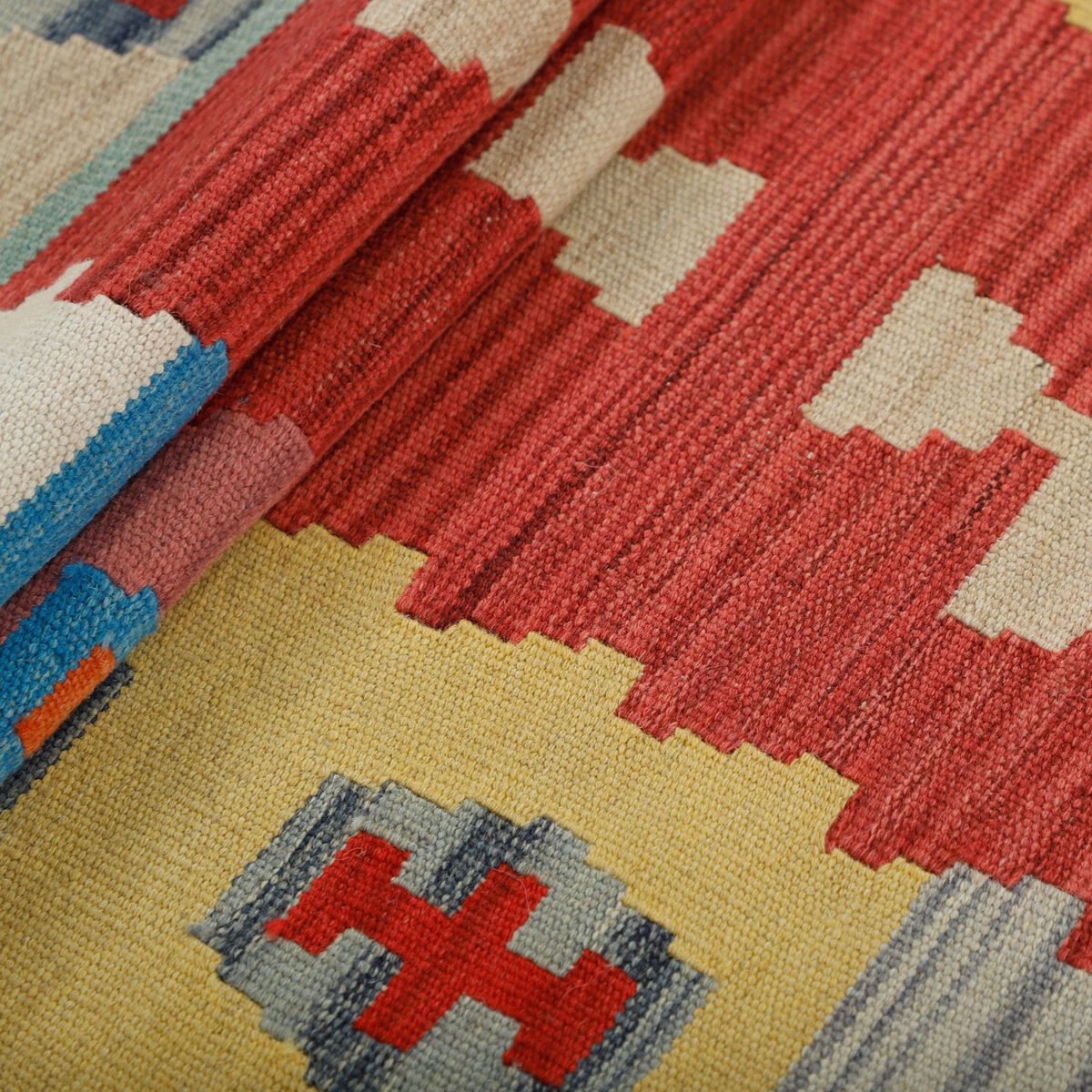 Price and Buy Persian Wool Kilim Runner Rug Handwoven in Fars Qashqai Red - Image 4