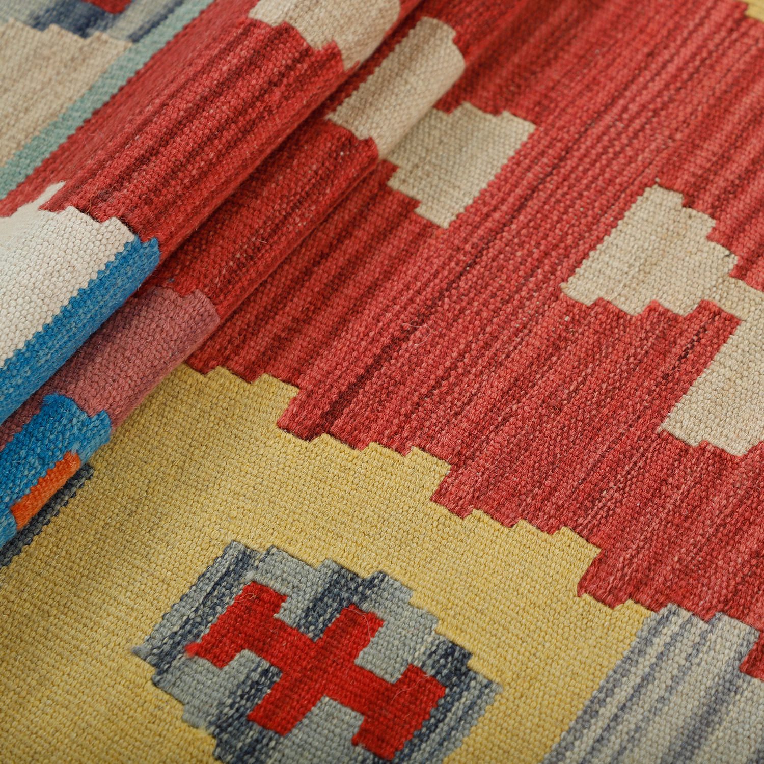 Price and Buy Persian Wool Kilim Runner Rug Handwoven in Fars Qashqai Red - Image 4