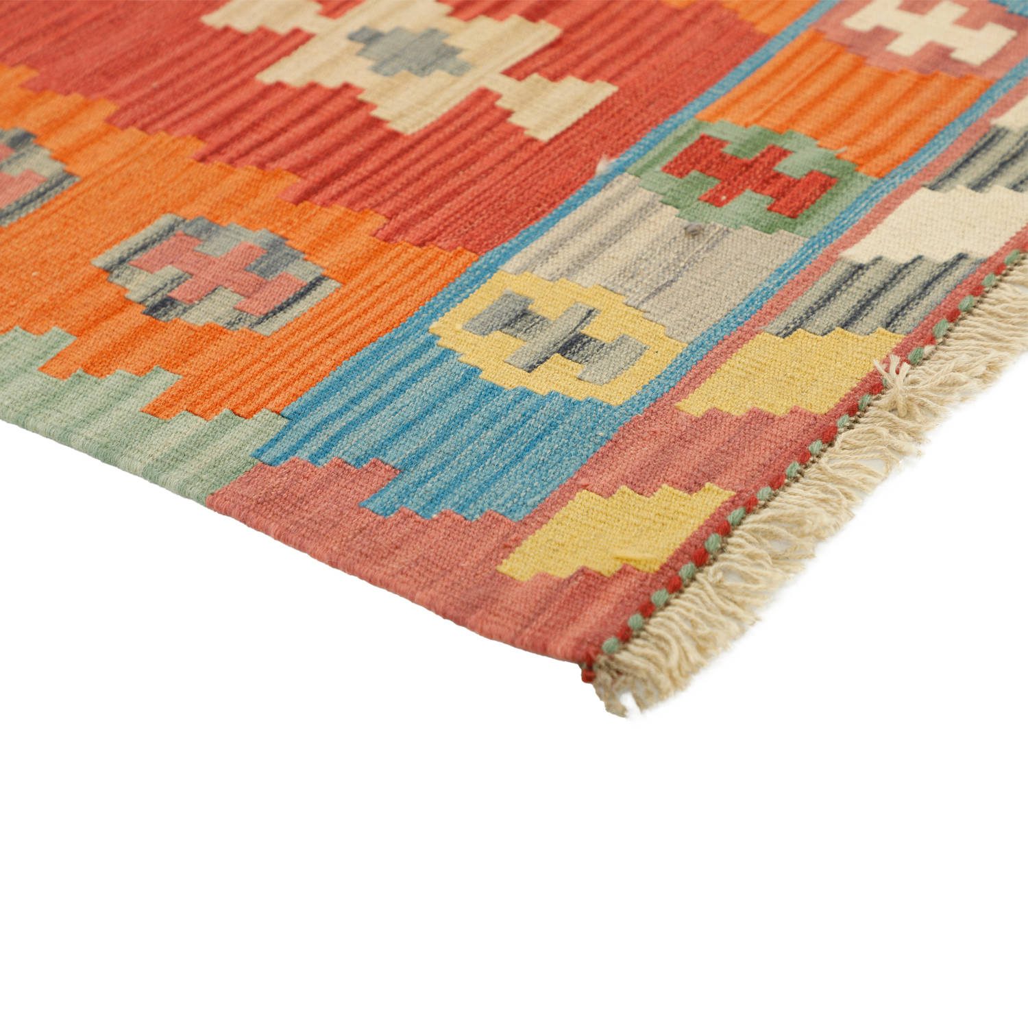 Price and Buy Persian Wool Kilim Runner Rug Handwoven in Fars Qashqai Red - Image 6