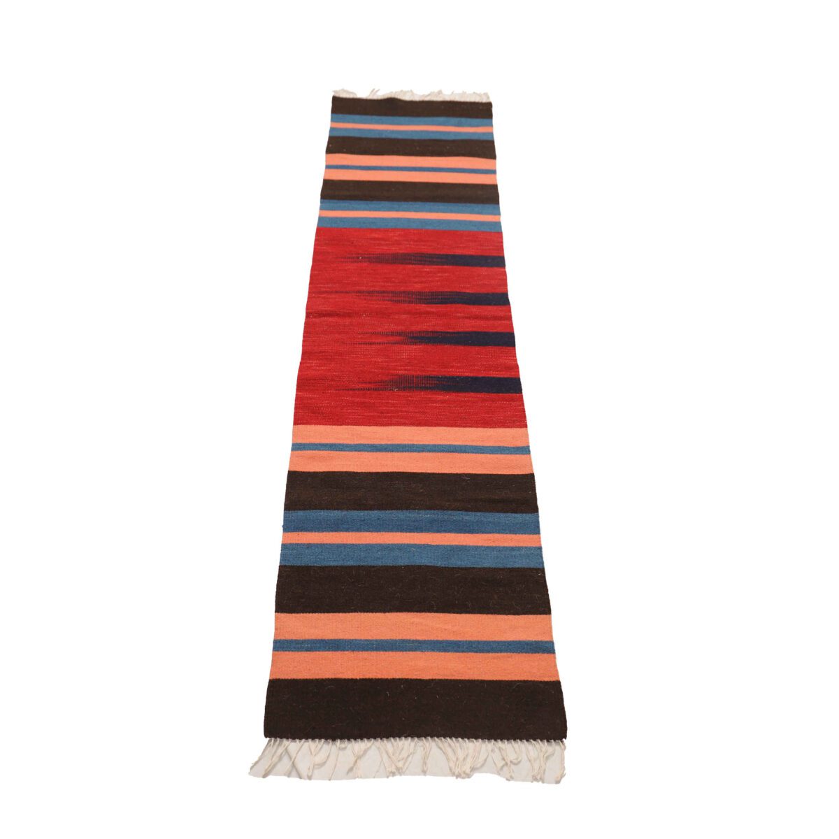 Price and Buy Persian Wool Kilim Runner Rug Handwoven in Isfahan Striped Red - Image 4