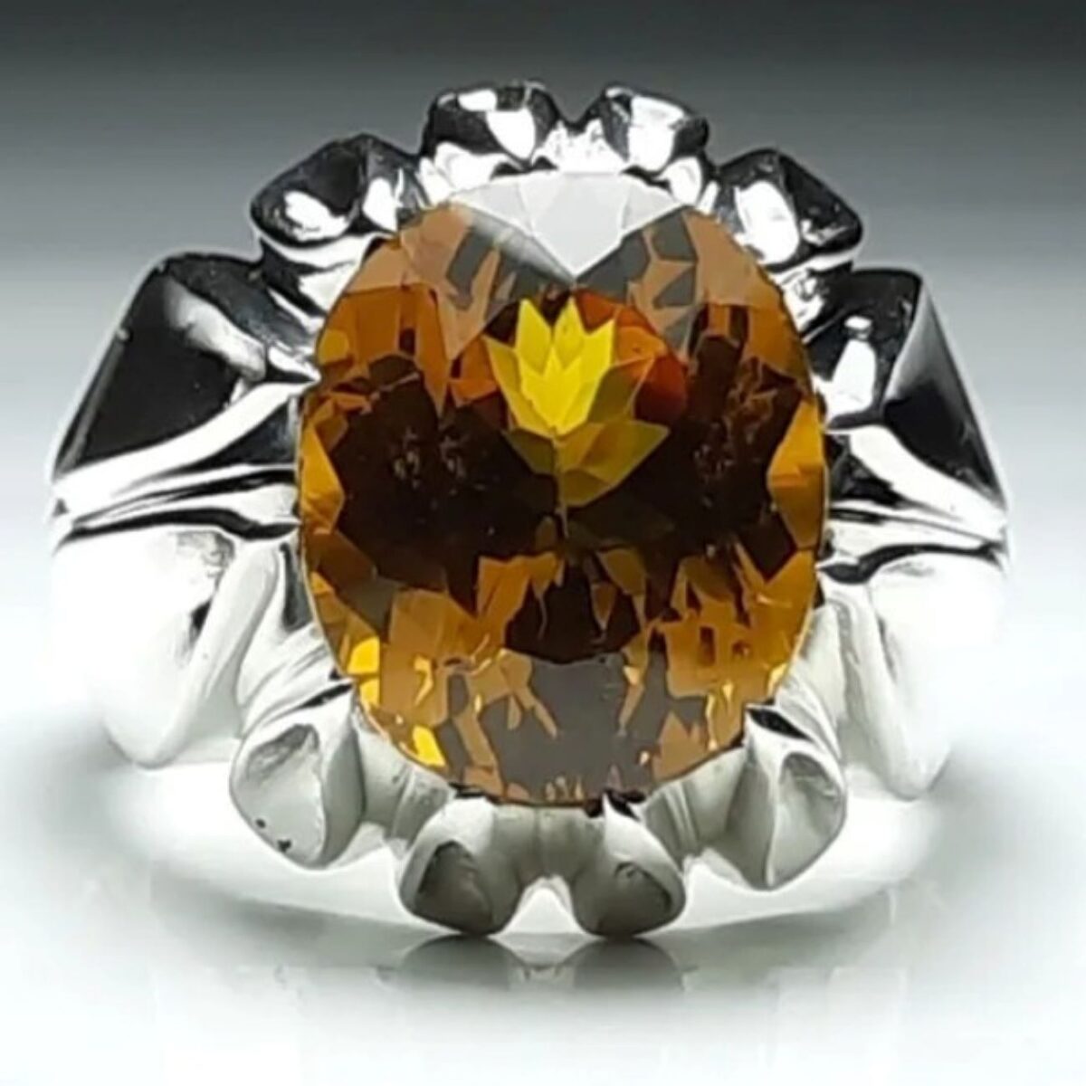 Price and Buy Persian Yellow Citrine Silver Ring for Men Dara