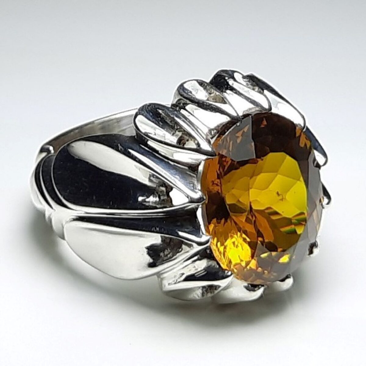 Price and Buy Persian Yellow Citrine Silver Ring for Men Dara - Image 3