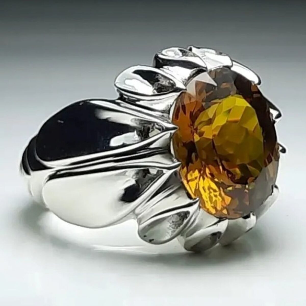 Price and Buy Persian Yellow Citrine Silver Ring for Men Dara - Image 4