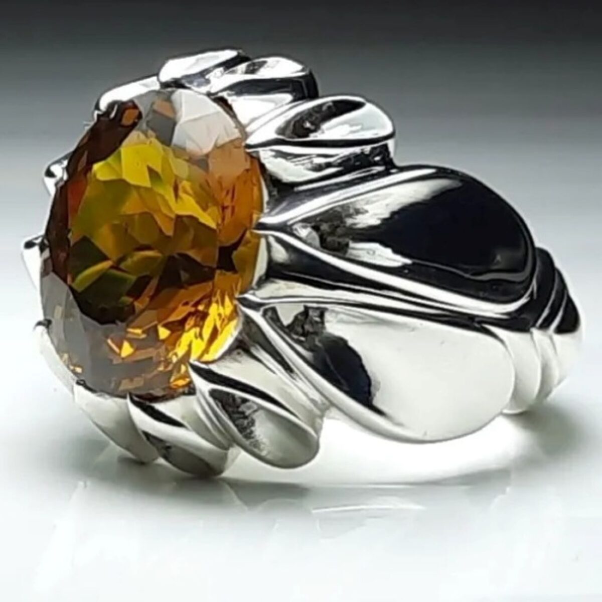 Price and Buy Persian Yellow Citrine Silver Ring for Men Dara - Image 5