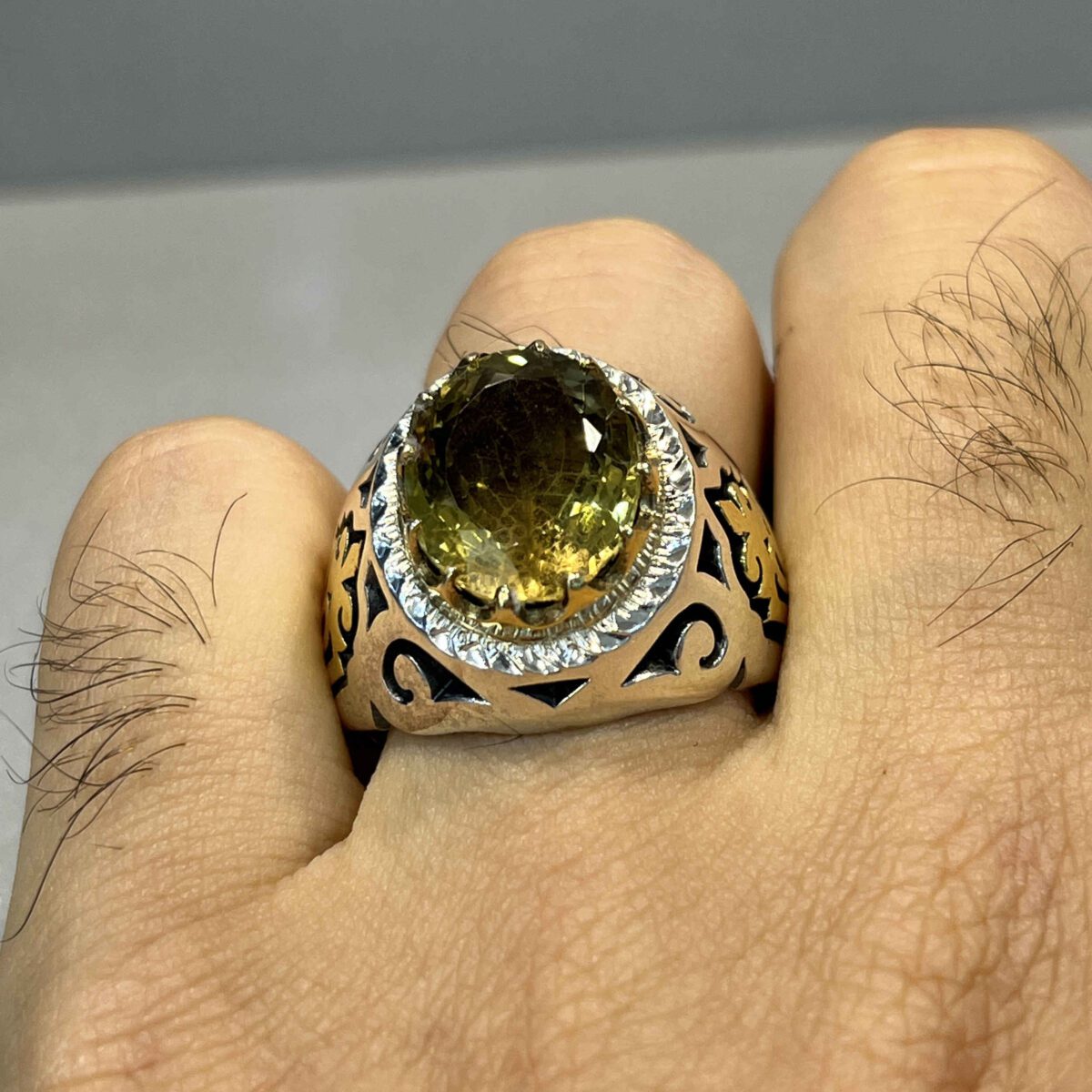 Price and Buy Persian Yellow Citrine Silver Ring for Men Tirdad - Image 4