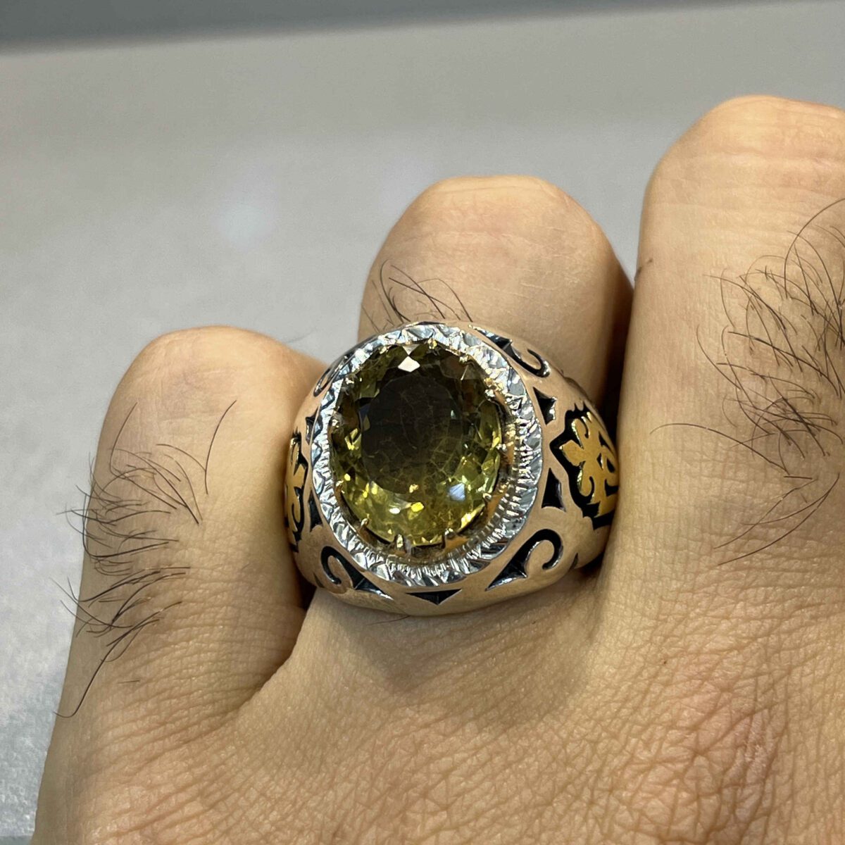 Price and Buy Persian Yellow Citrine Silver Ring for Men Tirdad - Image 7