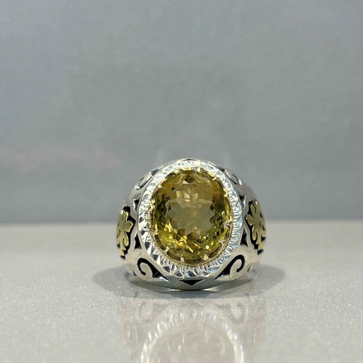 Price and Buy Persian Yellow Citrine Silver Ring for Men Tirdad - Image 9