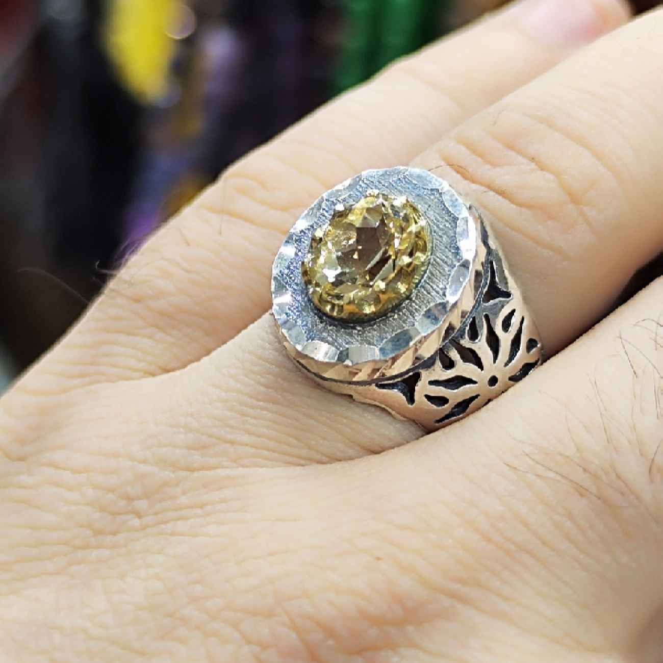 Price and Buy Persian Yellow Citrine Silver Ring for Men Varshasb - Image 3