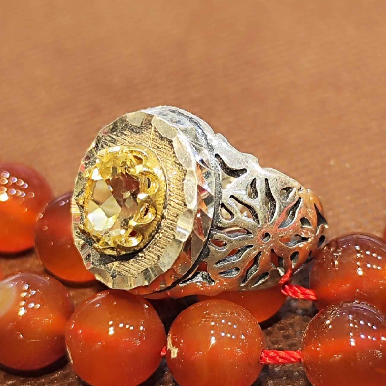 Price and Buy Persian Yellow Citrine Silver Ring for Men Varshasb - Image 4