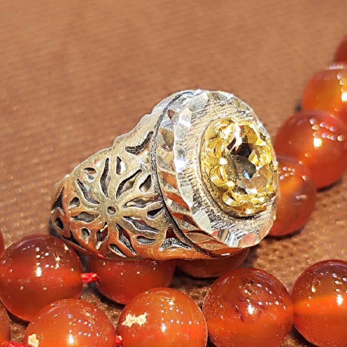 Price and Buy Persian Yellow Citrine Silver Ring for Men Varshasb - Image 5