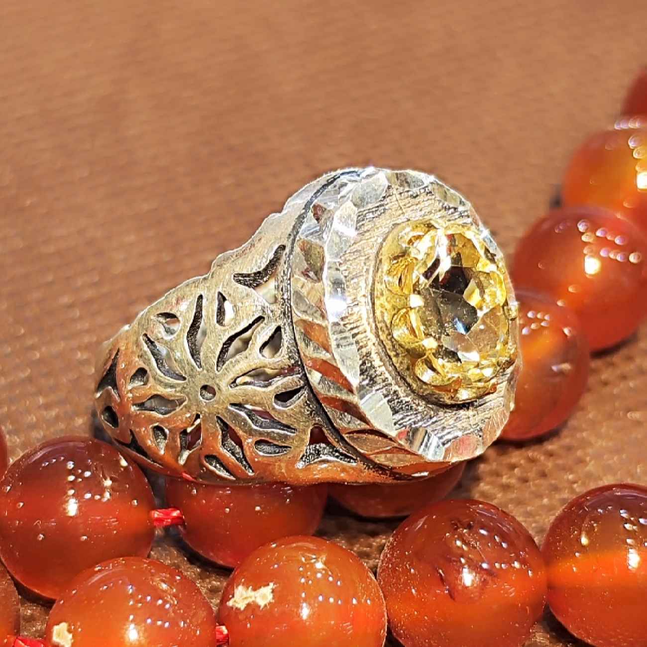 Price and Buy Persian Yellow Citrine Silver Ring for Men Varshasb - Image 5
