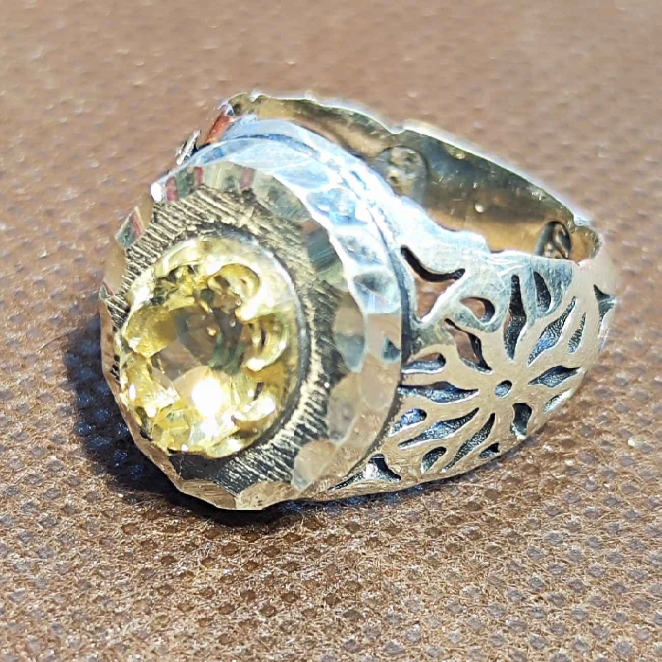Price and Buy Persian Yellow Citrine Silver Ring for Men Varshasb - Image 6