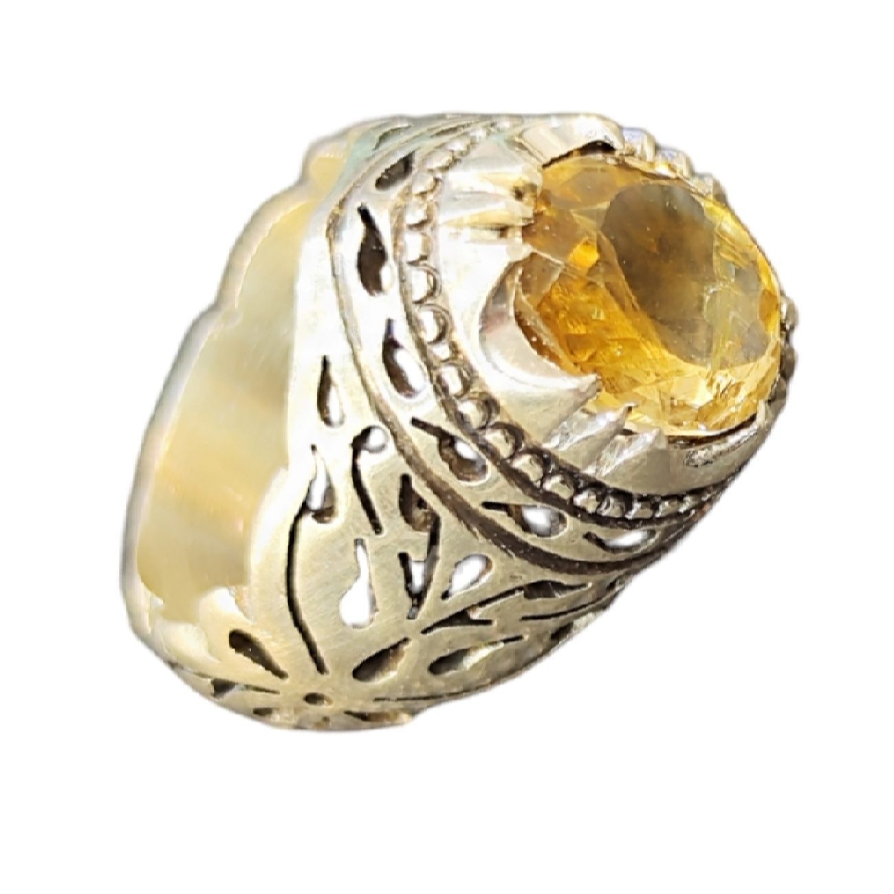 Price and Buy Persian Yellow Silver Citrine Ring for Men Model Ashk