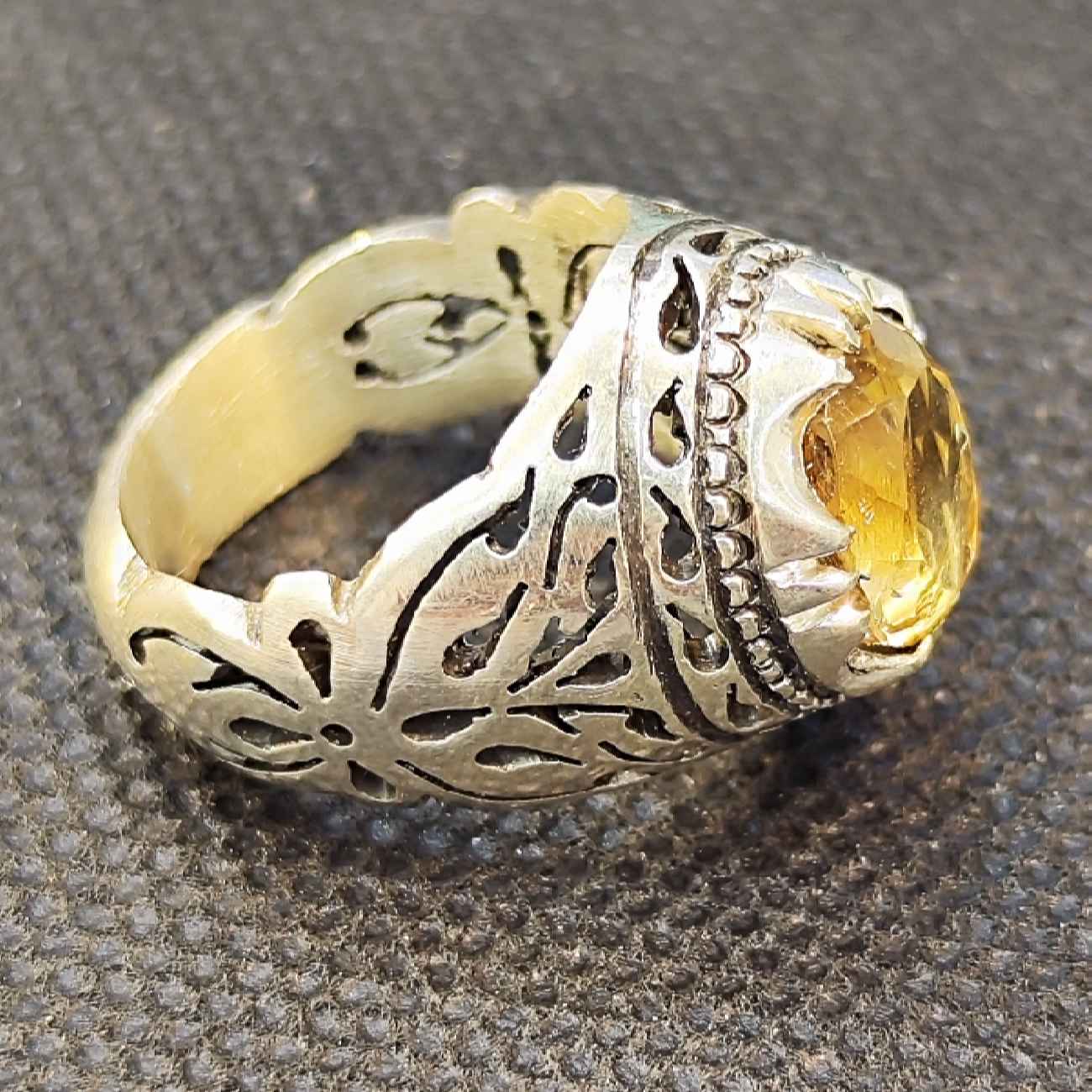 Price and Buy Persian Yellow Silver Citrine Ring for Men Model Ashk - Image 4