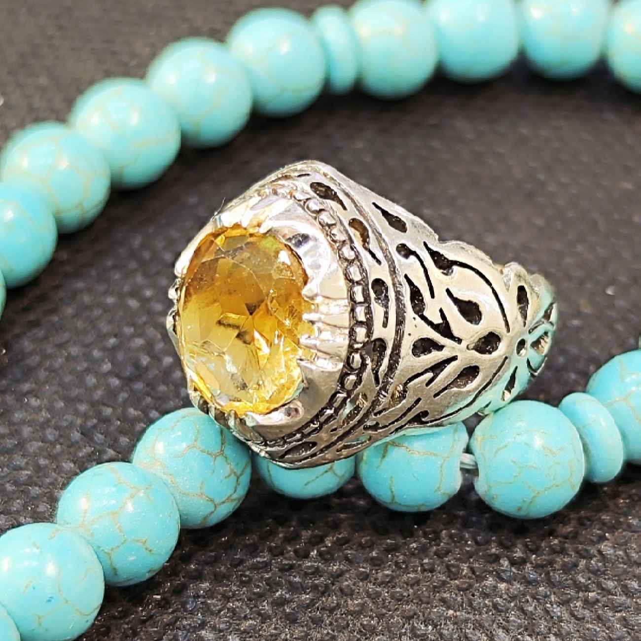 Price and Buy Persian Yellow Silver Citrine Ring for Men Model Ashk - Image 5