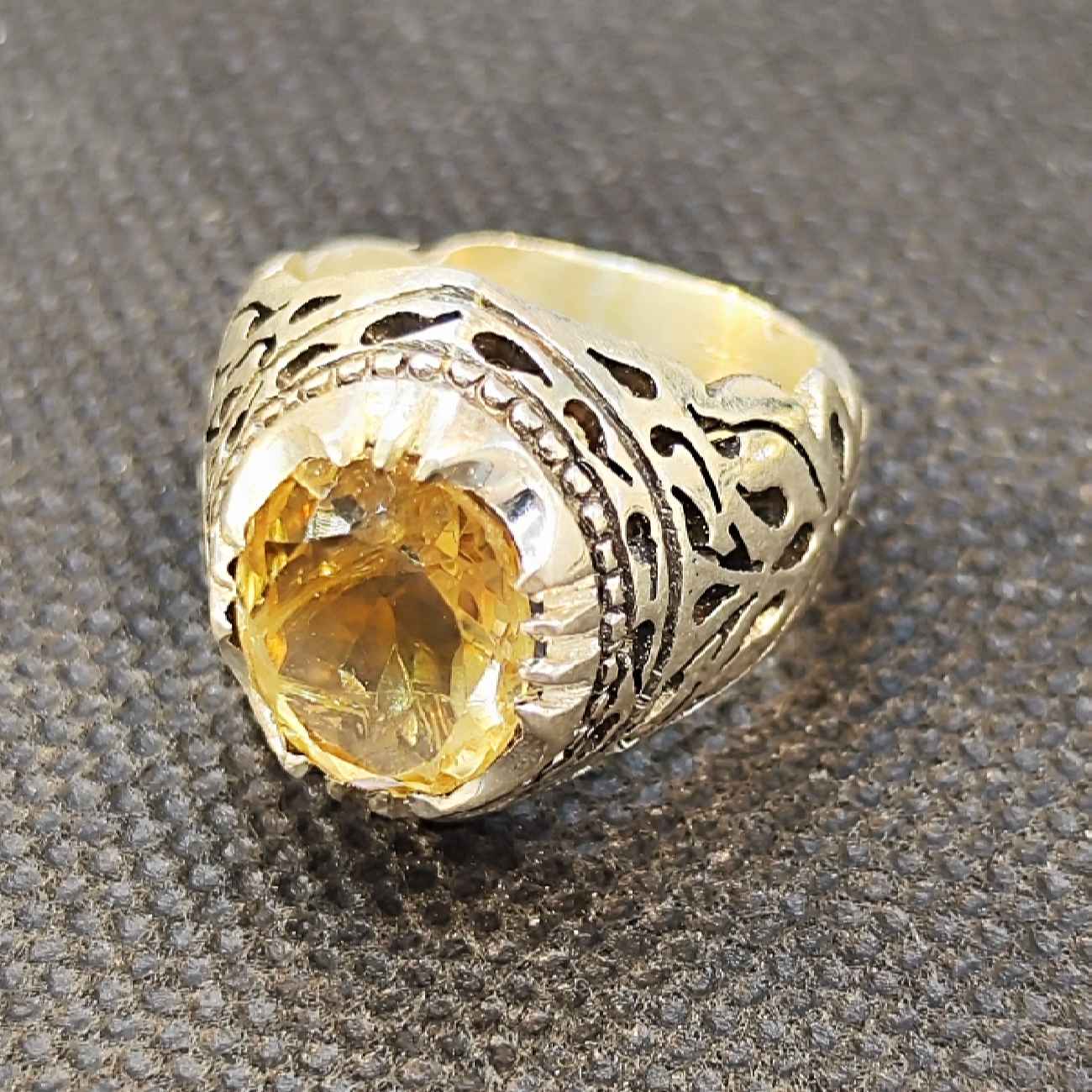 Price and Buy Persian Yellow Silver Citrine Ring for Men Model Ashk - Image 6