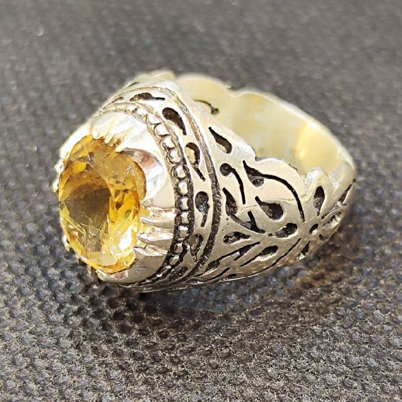 Price and Buy Persian Yellow Silver Citrine Ring for Men Model Ashk - Image 7