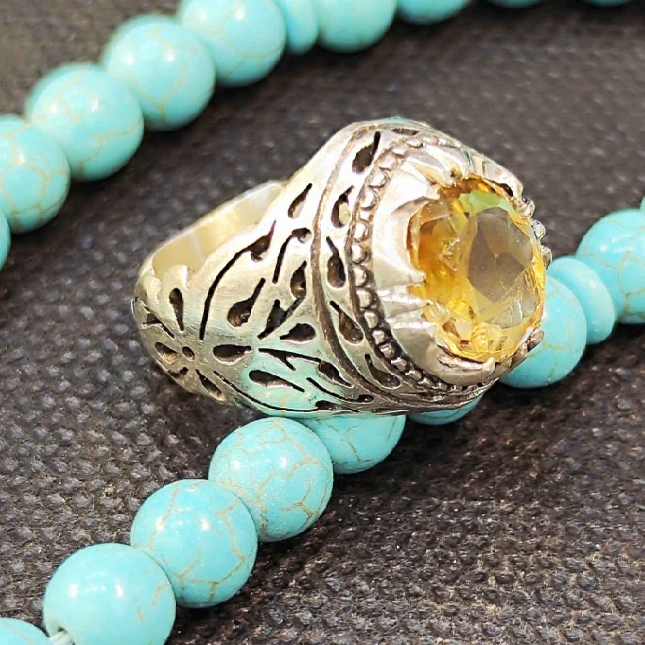 Price and Buy Persian Yellow Silver Citrine Ring for Men Model Ashk - Image 8