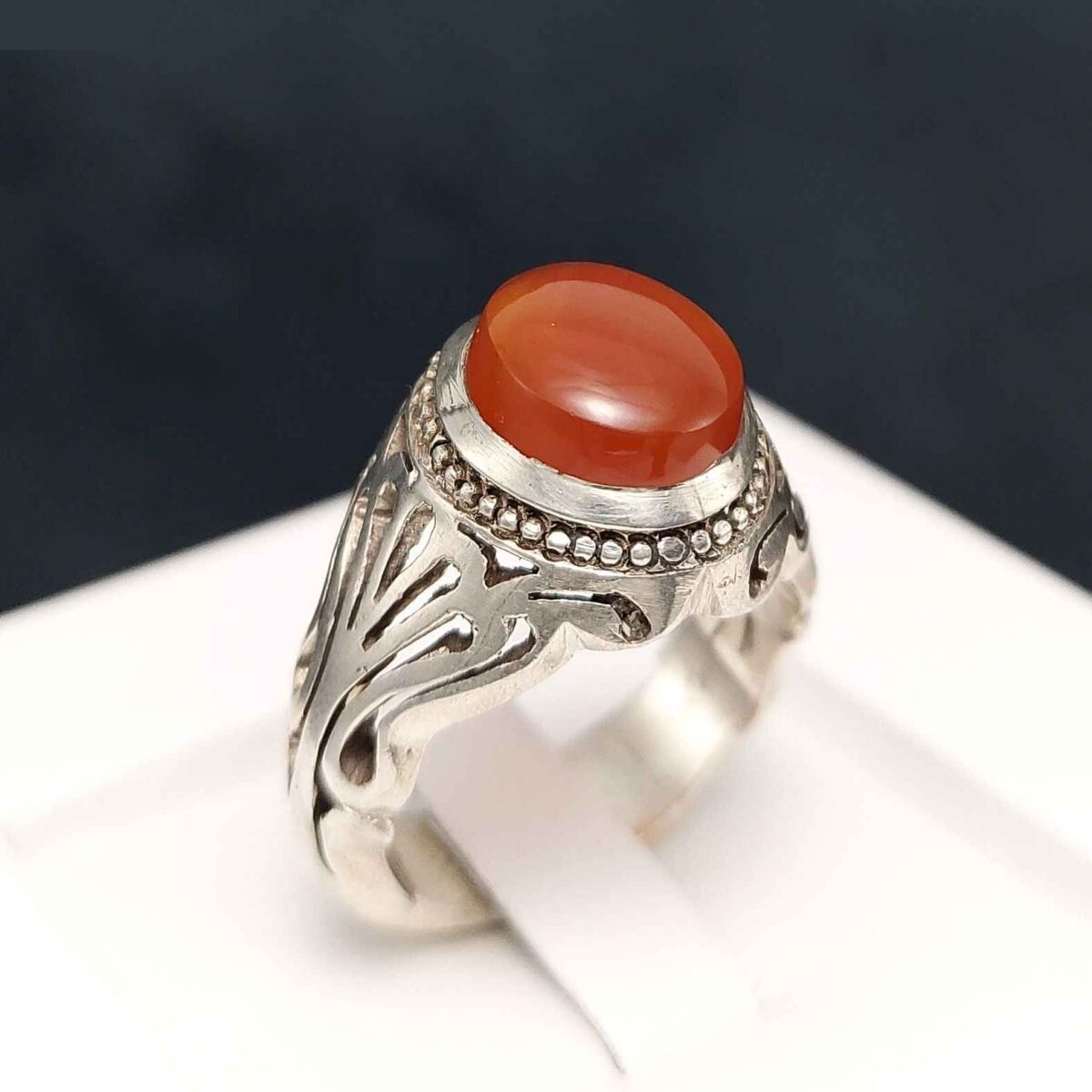 Price and Buy Persian Yemeni Aqeeq Silver Ring for Men Binesh II - Image 3