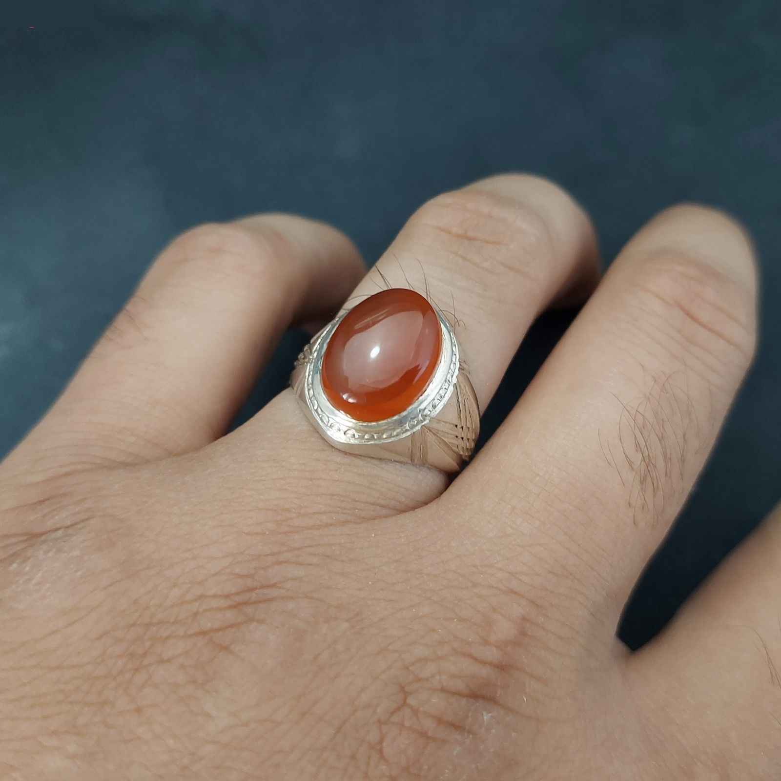 Price and Buy Persian Yemeni Aqeeq Silver Ring for Men Diba - Image 3