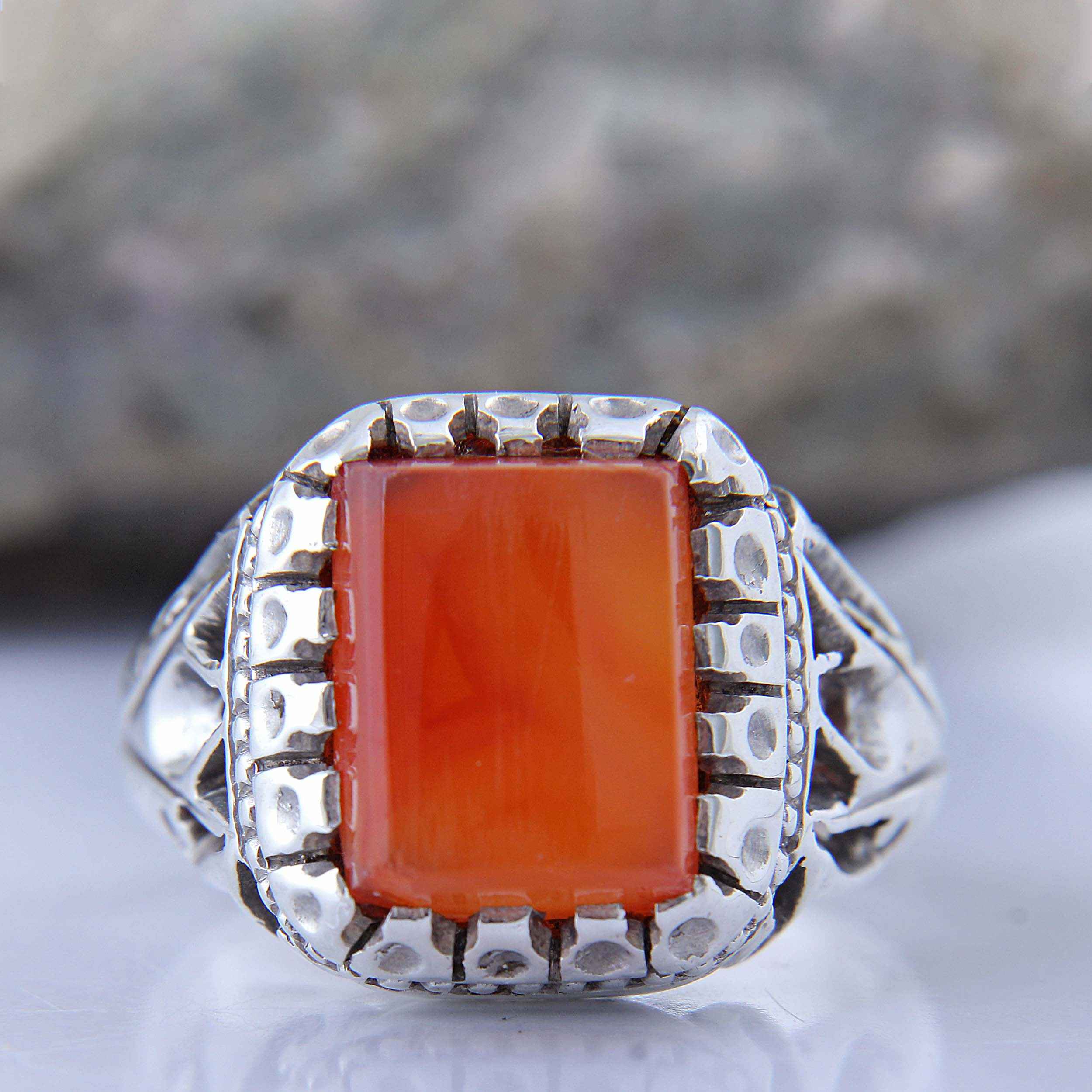 Price and Buy Persian Yemeni Aqeeq Silver Ring for Men Handcrafted - Image 5