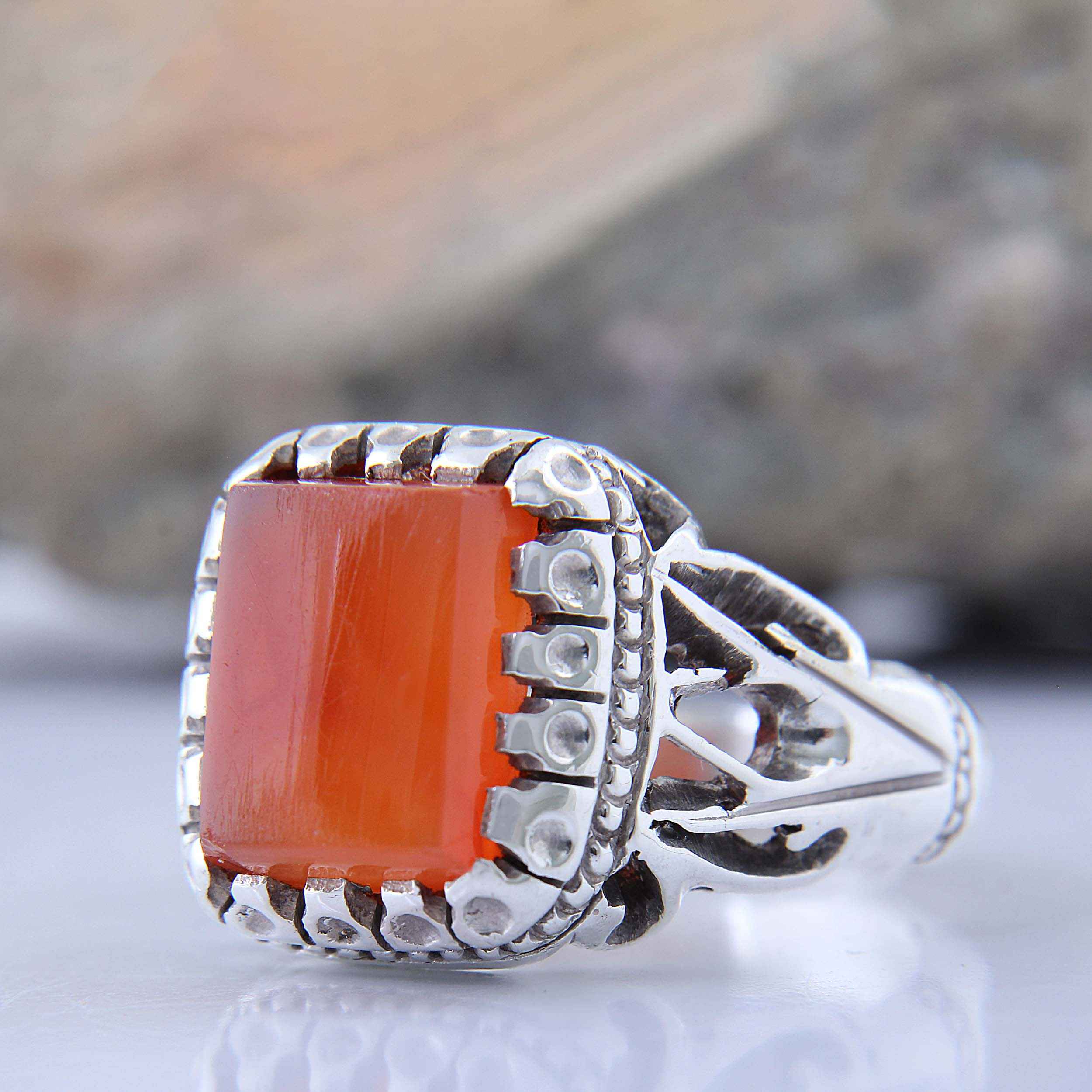 Price and Buy Persian Yemeni Aqeeq Silver Ring for Men Handcrafted - Image 7
