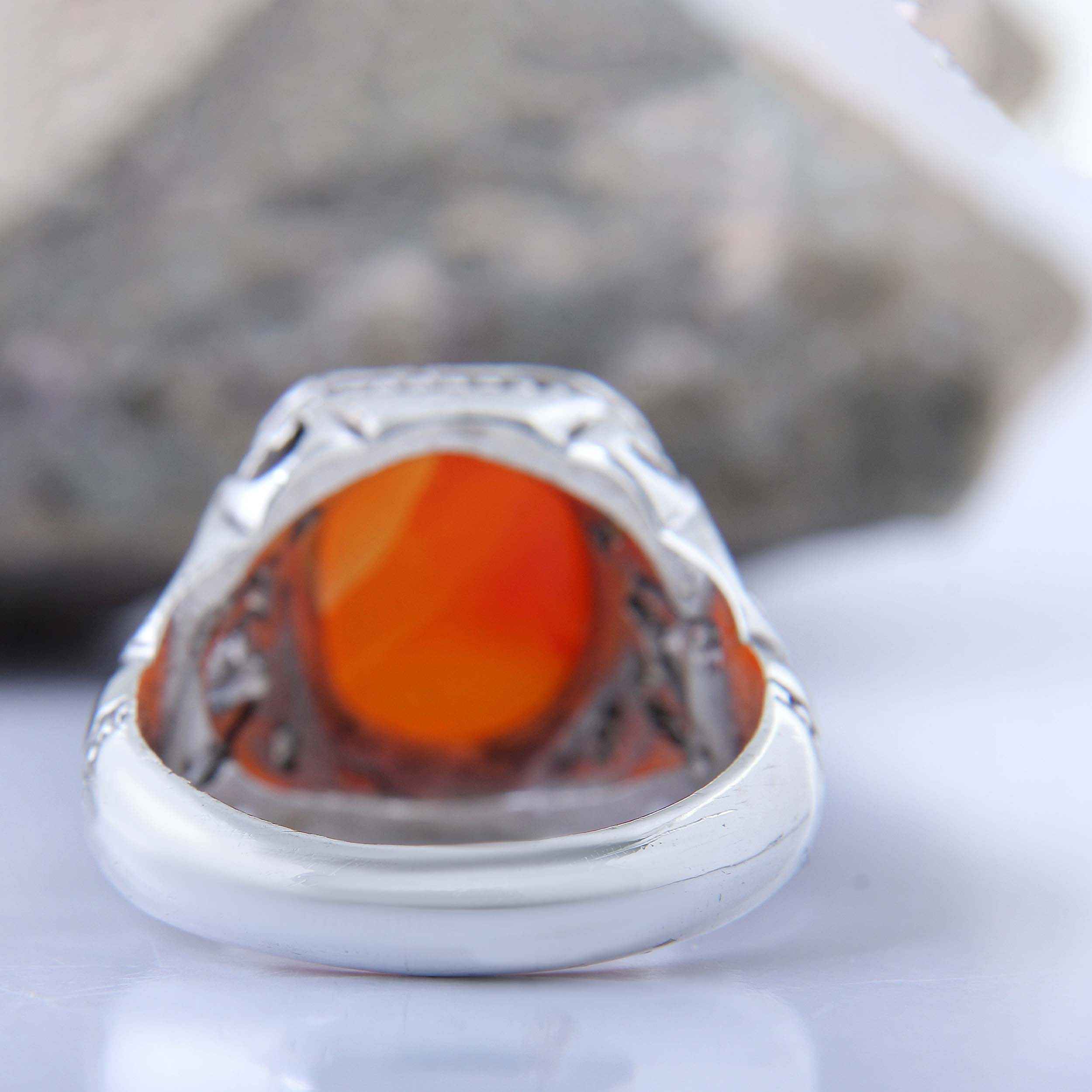 Price and Buy Persian Yemeni Aqeeq Silver Ring for Men Handcrafted - Image 8