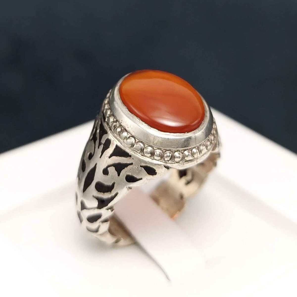 Price and Buy Persian Yemeni Aqeeq Silver Ring for Men Hasti - Image 3