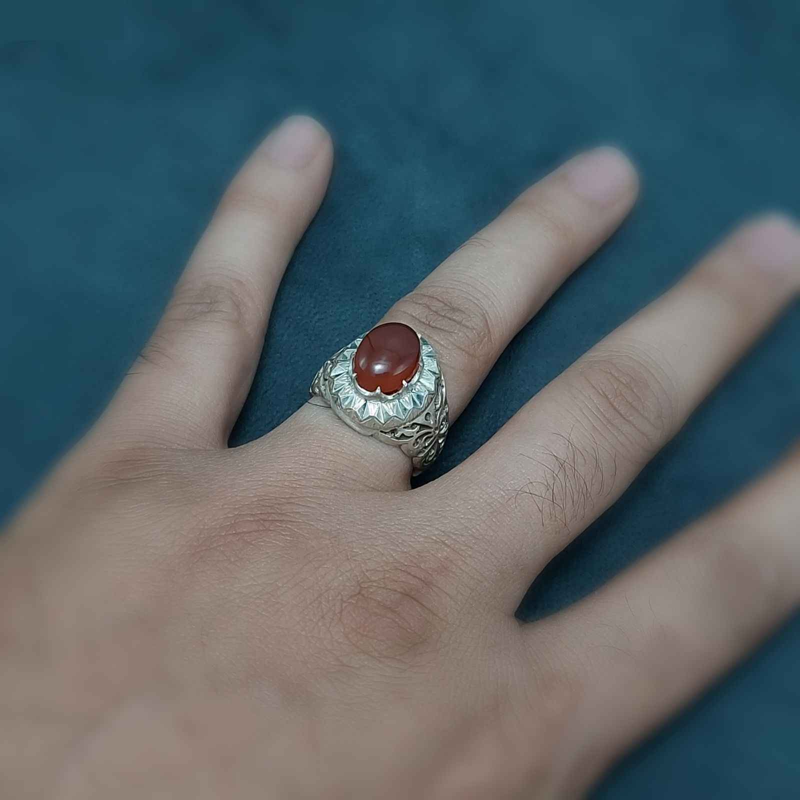 Price and Buy Persian Yemeni Aqeeq Silver Ring for Men Taban I - Image 3
