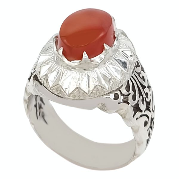 Price and Buy Persian Yemeni Aqeeq Silver Ring for Men Taban - Image 3