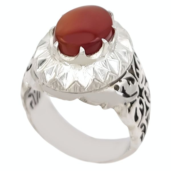 Price and Buy Persian Yemeni Aqeeq Silver Ring for Men Taha - Image 3