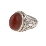 Price and Buy Persian Yemeni Aqeeq Silver Ring for Men with Brown Gemstone - Image 3