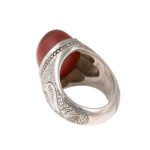 Price and Buy Persian Yemeni Aqeeq Silver Ring for Men with Brown Gemstone - Image 4