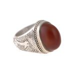 Price and Buy Persian Yemeni Aqeeq Silver Ring for Men with Brown Gemstone - Image 6