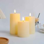 Price and Buy Pillar LED Candle Different Height Grooved Pattern (Pack of 3)