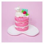 Price and Buy Pink Handmade Fancy Candle in Layered Cake Style with Bear and Chocolate