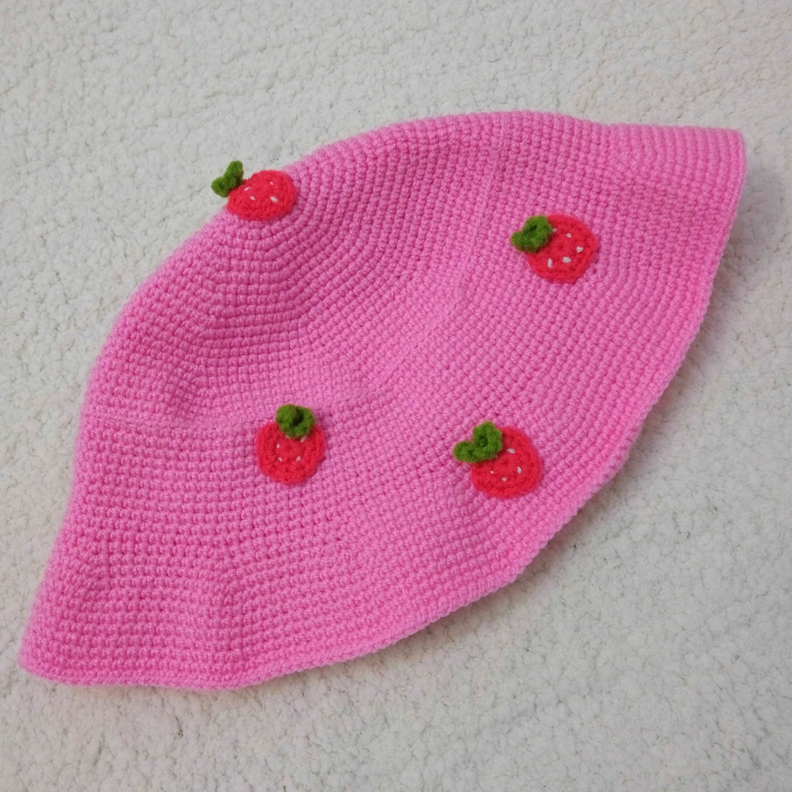 Price and Buy Pink Strawberry Crochet Bucket Hat – Suitable for Outdoor Activities and Music Events_6902e2daad900.jpeg Price and Buy Pink Strawberry Crochet Bucket Hat – Suitable for Outdoor Activities and Music Events - Image 1